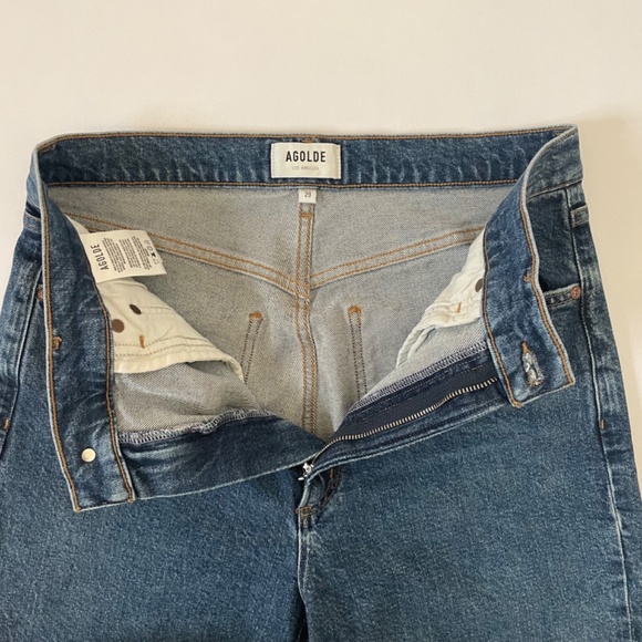 Agolde High Rise Straight Leg Stovepipe Jeans, Dark Blue Denim, Women's 29 - Picture 12 of 14